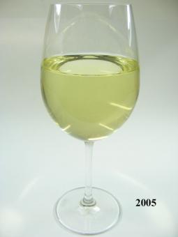 Wijnglas met witte wijn, lange voet (echt glas) dummy (7.5x20 cm)