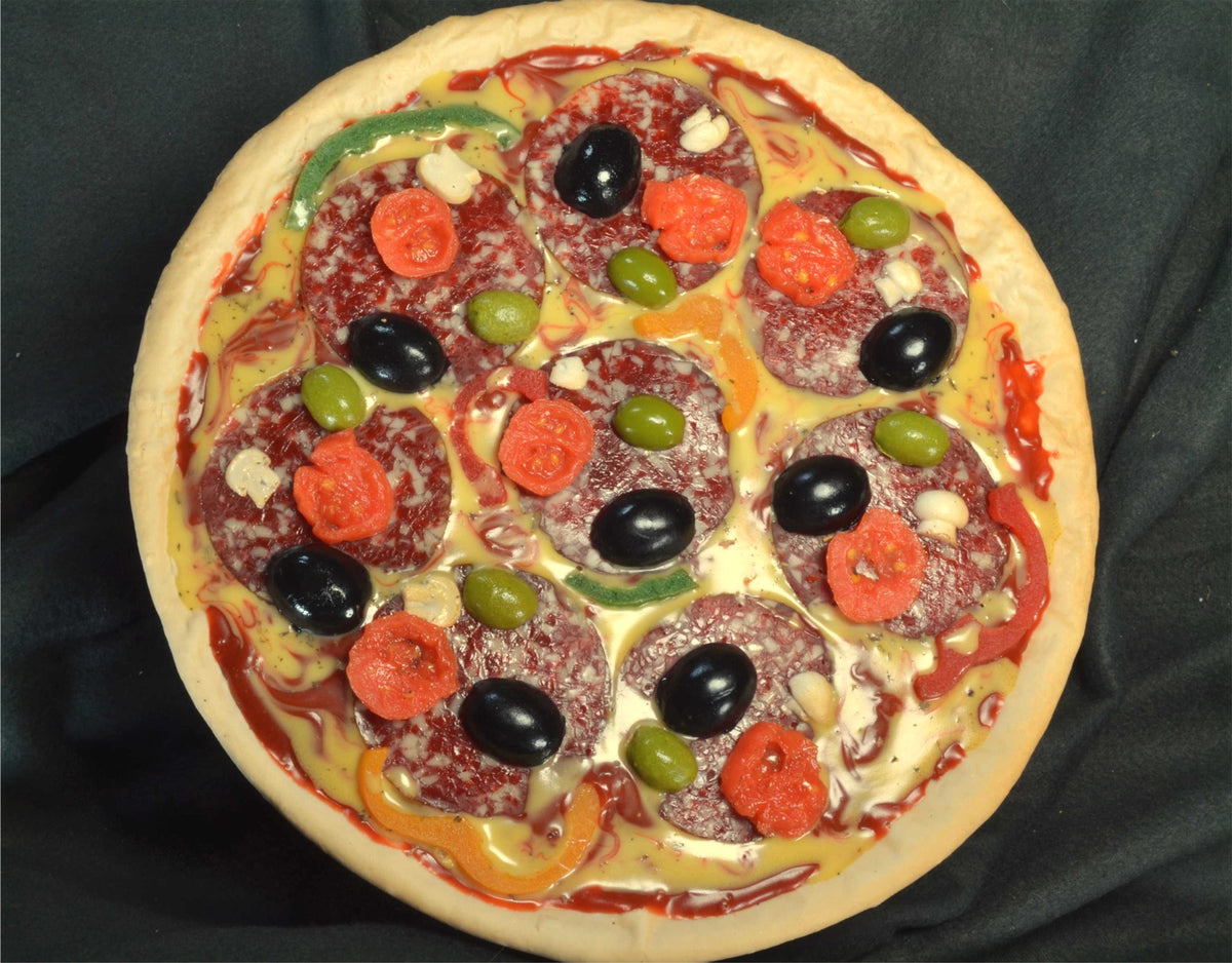 Pizza, Olives, Tomatoes, Cheese and Salami - fake 28 cm x 2 cm