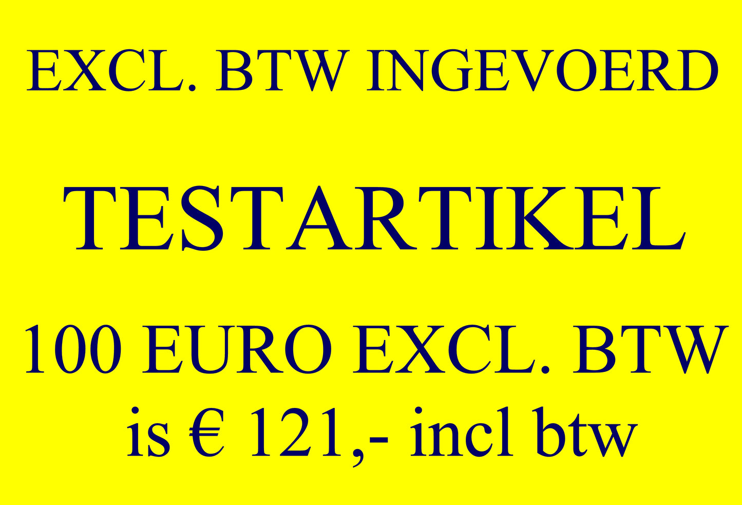 Test article YELLOW 121 incl. VAT